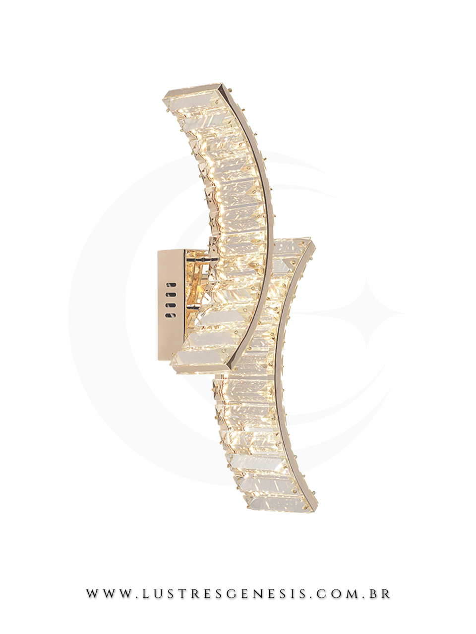 Arandela Cristal Slim Metal Dourado DCB02918 Bivolt 12W 3000K 14x41cm, Suite Master, Banheiro, Espelho do Banheiro, Lavabo, Escadas